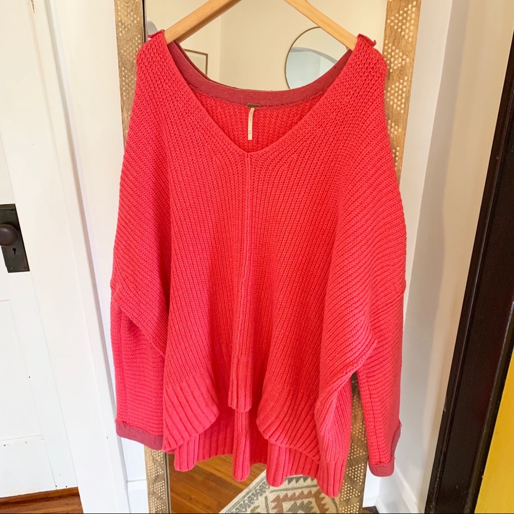 Free People | Pink Oversized Knit Sweater